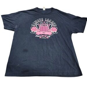 Fruit of the Loom Always Loaded Truckers Life Graphic T-Shirt Black Pink XL